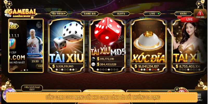 Game Bài Đổi Thưởng - Top Cổng Game Đánh Bài Online Uy Tín Cổng game bài đổi thưởng GO88 mang đến kho trò chơi đa dạng